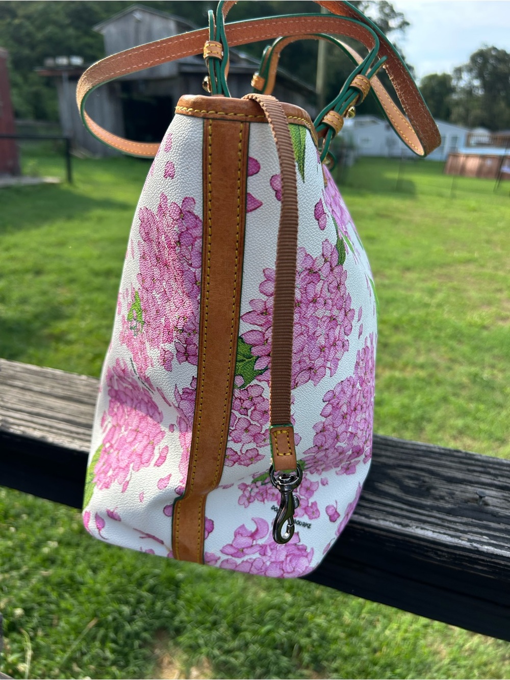 Dooney & Bourke Pink Hydrangea Floral Tote Bag - Picture 8 of 16